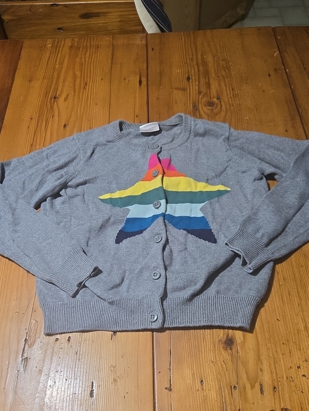 Hanna Andersson Gray Cardigan with Rainbow Star Sz 150cm 12